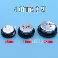 4 Ohms 3W Full Range Speaker Neodymium 20/24/28mm Mini Audio Mobile Device Bass Sound Loudspeaker Rubber Edge DIY Home Theater