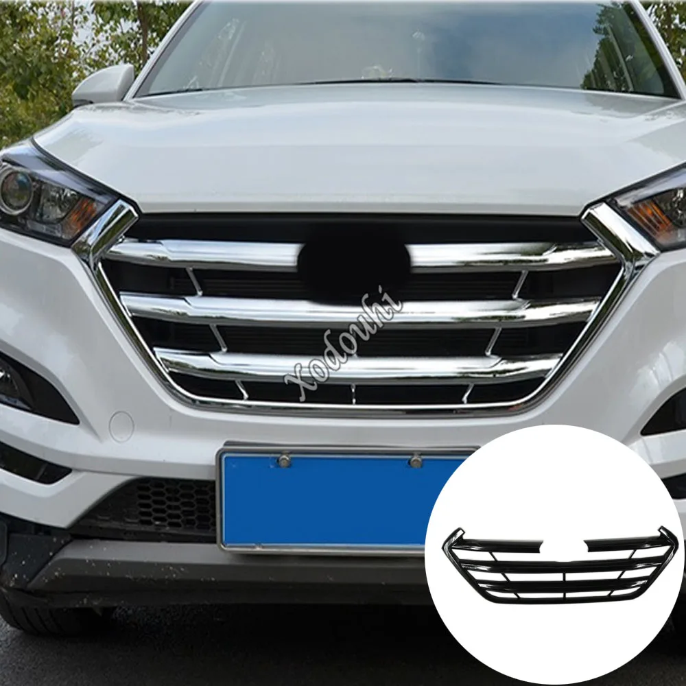 For Hyundai Tucson 2015 2016 2017 2018 Car Body Styling Cover Detector ABS Chrome Trim Front Stick Grid Grill Grille Racing 1PCs