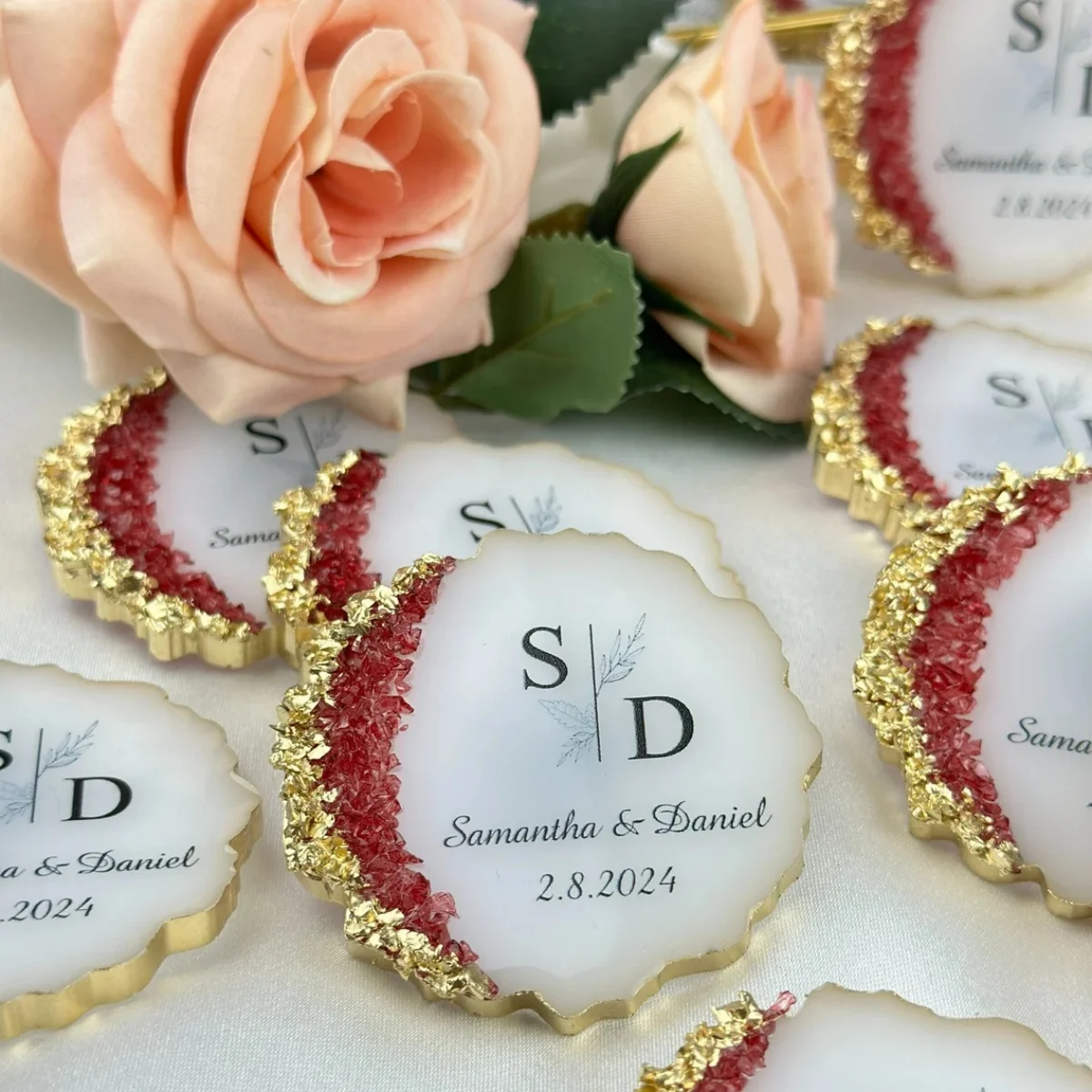 Burgundy Stone Wedding Magnet, Wedding Favors, Epoxy Magnet, Engagement Favors,Epoxy Magnet, Anniversary Favors, Islamic Favors