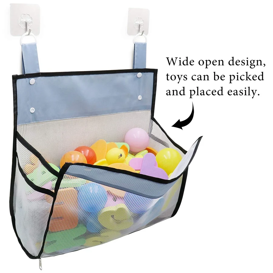 Greater Capacity Bath Toy Organizer, Extra Large Opening Bathroom Toy Holder, Bottom Zipper Bathtub Toy Storage Bag