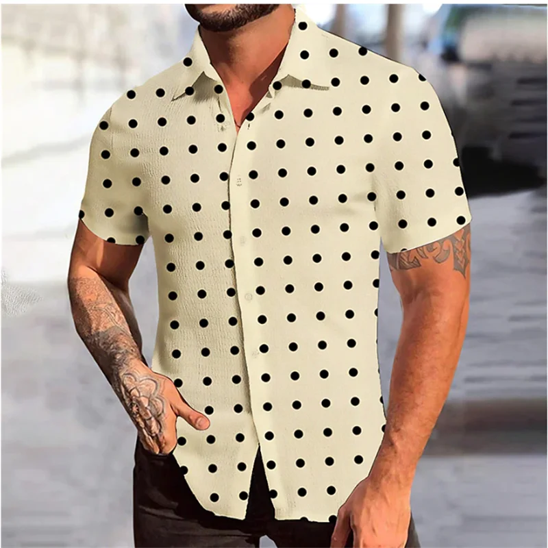 2023 Summer Men's Retro Plaid Printed Vintage Shirt Fashion Casual Luxury Short Oversize Hawaiian  Sleeve