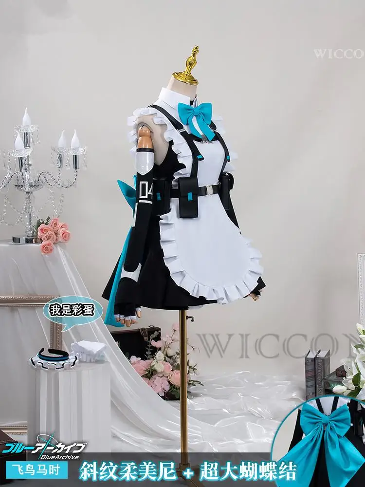 Anime Blue Archive Cosplay Costume pour femme, Asuma Toki, uniforme de femme de chambre fille, robe longue, jupe courte, nœud complet imbibé, carnaval