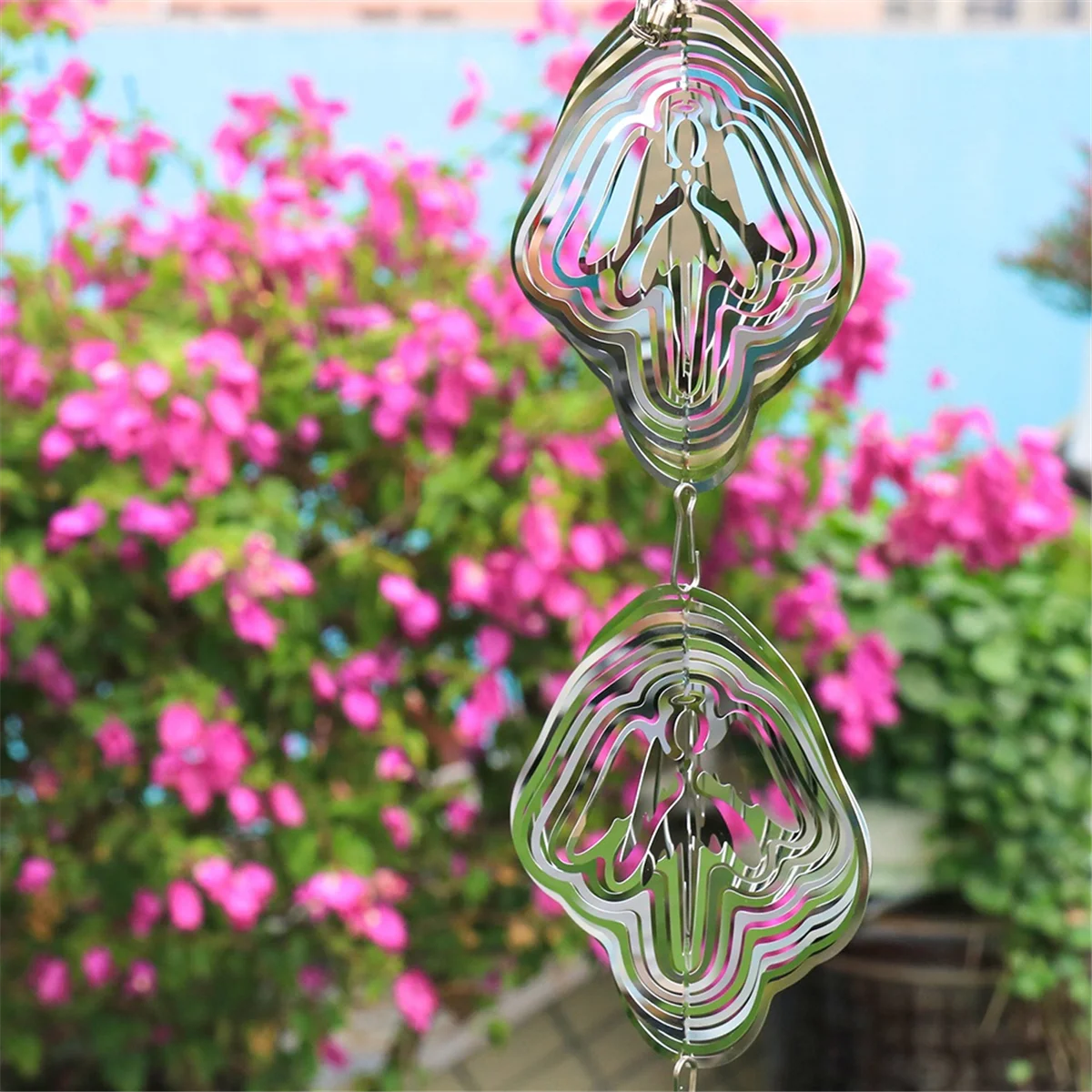 Wind Spinner Curly Windmill Decorations, Hanging Wind Twister with Tail Whirligigs Crafts for Outdoor Yard Patio