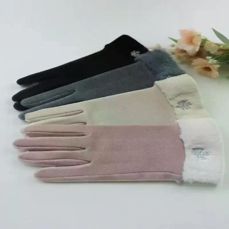 

Модные перчатки, осенне-зимние милые пушистые теплые варежки, варежки с длинными пальцами, женские спортивные перчатки на открытом воздухе, женский экран