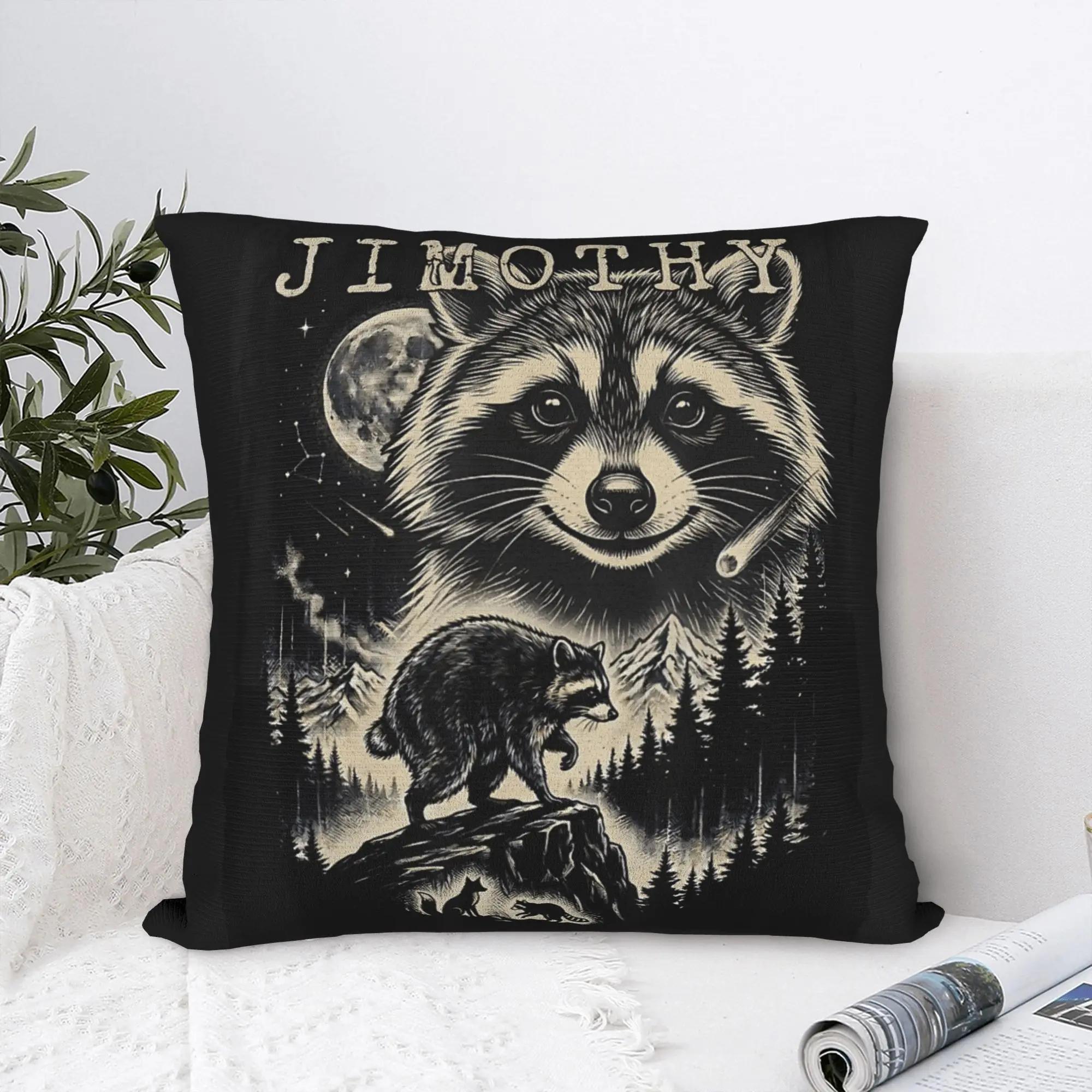 Jimothy Raccoon Moonlit Mountain Wildlife Backyard Panda Pillowcases  Cute Funny Pillow Case For Sofa Home Decor Pillow Cover