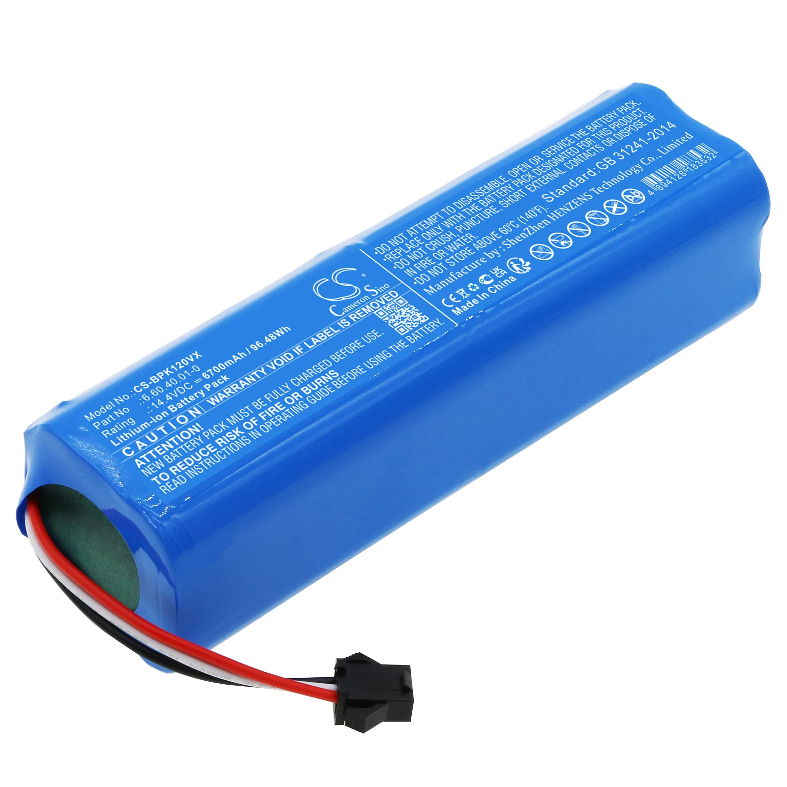 14.4V 6700mAh Vacuum Cleaner Battery for Blaupunkt XTREME BPK-VCBB1XTE BPK-VCBB1XTEIC BPK-VCBB1XTEN, For Honiture Q6 Q6 Pro
