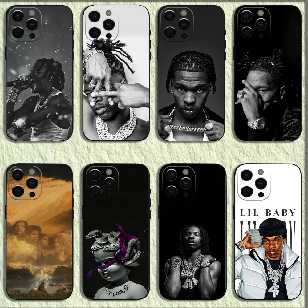 L-Lil Baby Rapper Phone Case For iPhone 16,15,14,13,12,11,Pro,X,XS,Max,XR,Plus,Mini Soft Black Cover