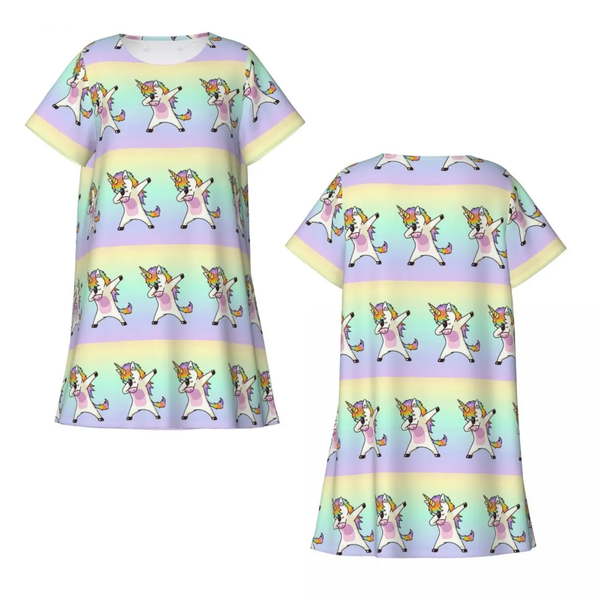 Custom Adley Unicorns Kids Short Sleeves Nightdress For Sleeping Sleepshirts Women Short Sleeve Nightgowns Loose Pajama Dress