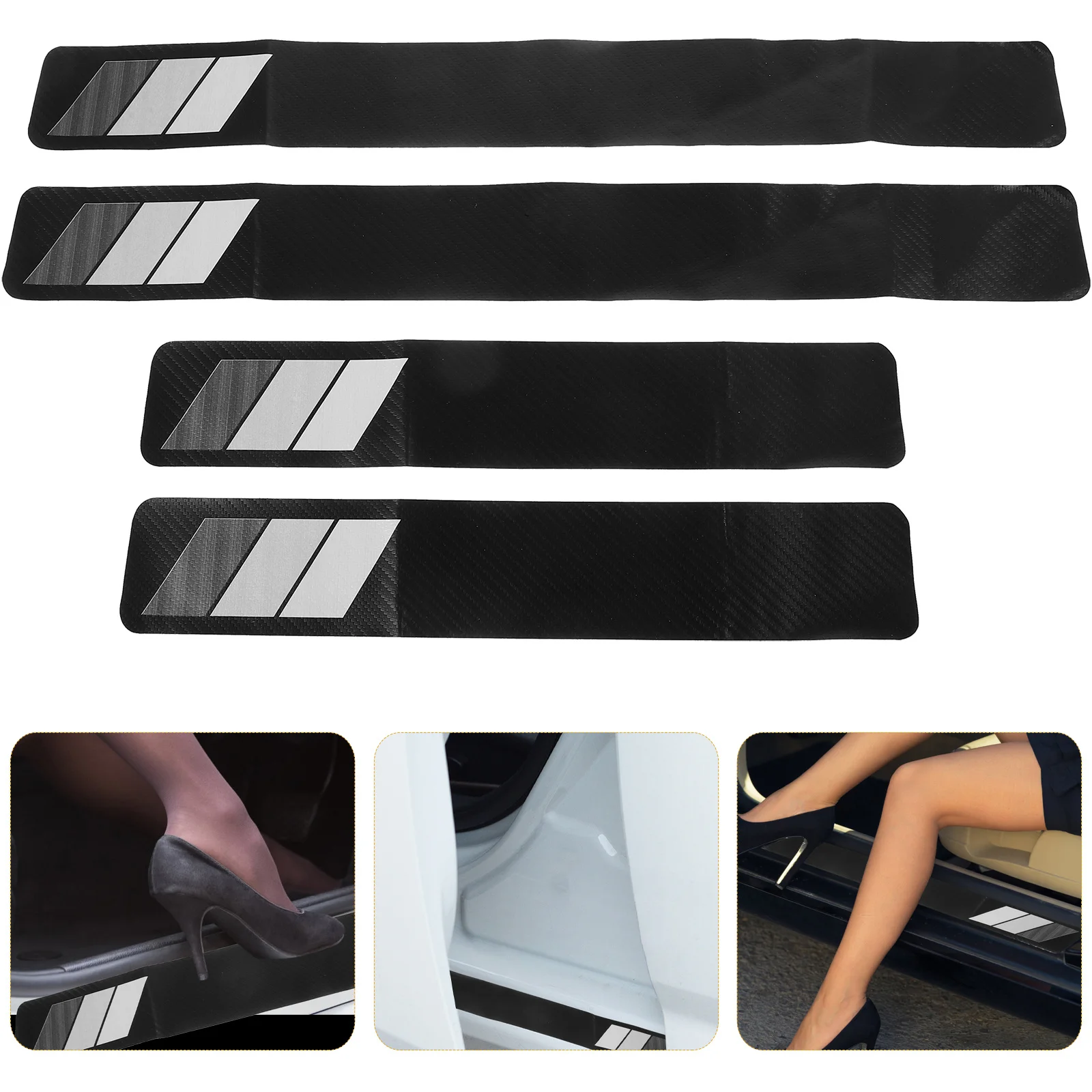 

4pcs Door Sill Protector Imitation Scratch Resistant Car Door Edge Guards Auto Accessories Sill Plate Guard