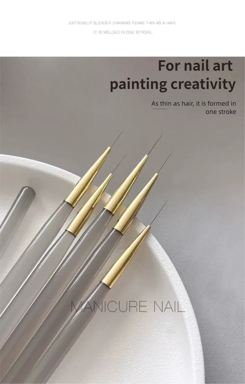 5Pcs Professional Nail Art Liner Brushes Set Fine Line Nail Brush Thin Detail Precision Drawing Brushes for Gel Nail Polish