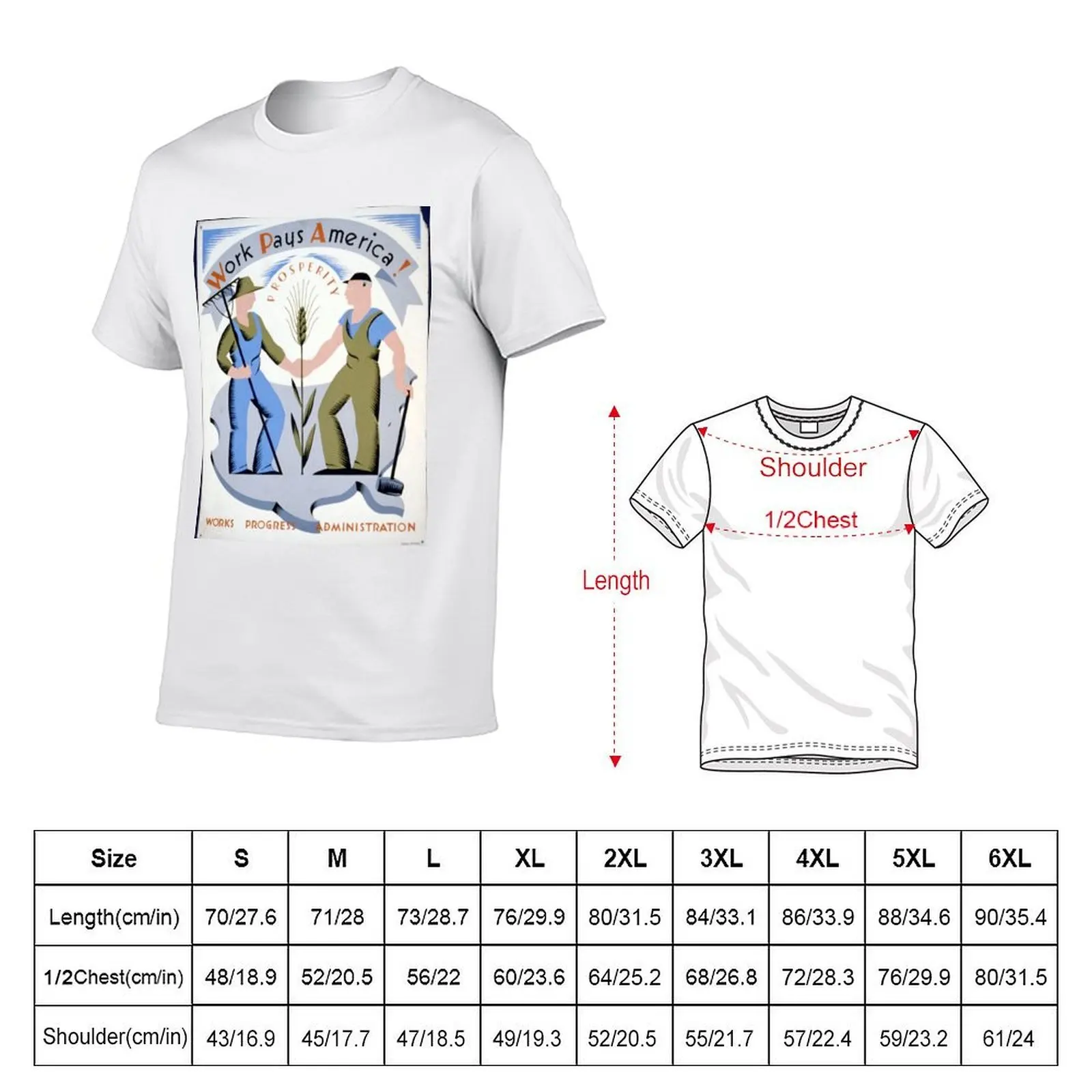 Work Pays America, Works Progress Administration T-Shirt vintage clothes for a boy mens graphic t-shirts pack
