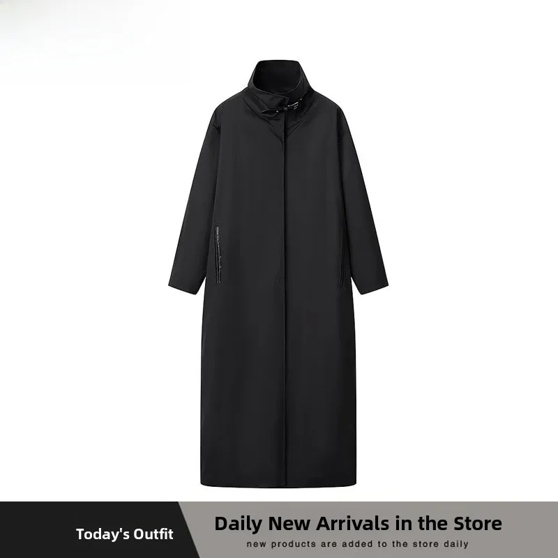 

Faionable Long Basic Sle Windbreaker Coat Stand Collar New Arrival Autumn Winter Women's Polyester Fiber 00% Outerwear