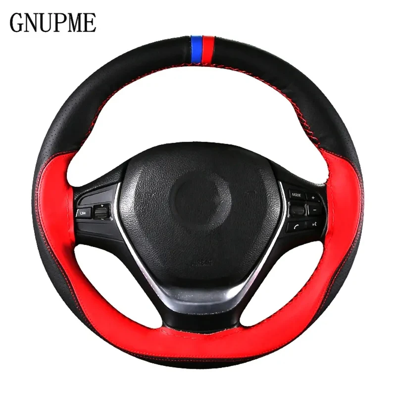 Anti-slip Soft Artificial Leather Car Steering Wheel Cover 38cm steering-wheel With Needles And Thread Auto Interior Accessories