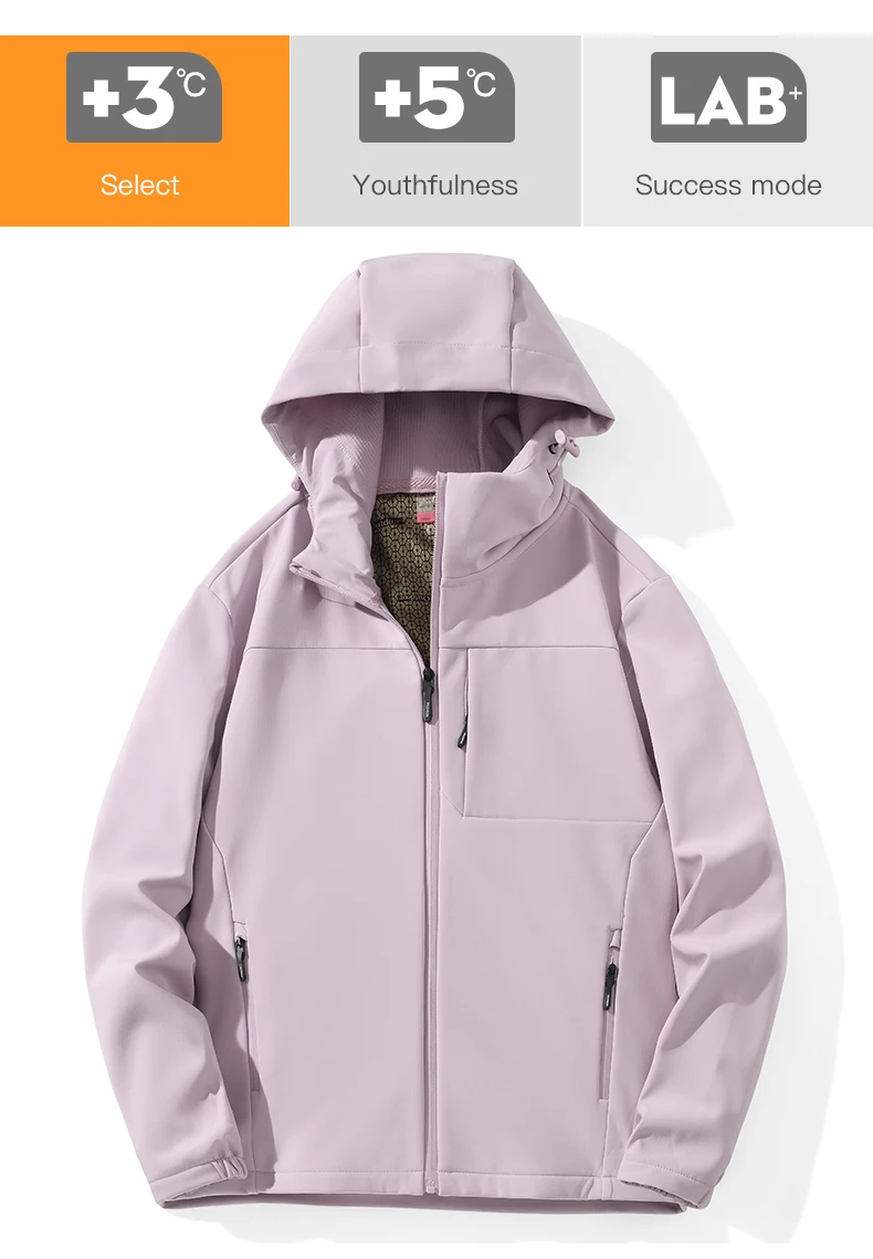 LNGXO Warme Winter-Fleecejacke für Damen, wasserdicht, winddicht, SoftShell für Wandern, Camping, Klettern, Skifahren, Outdoor, Thermomantel – Detail 6