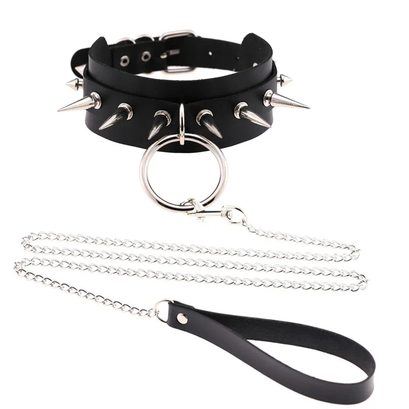 Bdsm PU Leather Chocker Bandage Collar Necklace Restraints Slave SM Flirting Adult Games Sexy Punk Goth Choker Harness Sex Toys