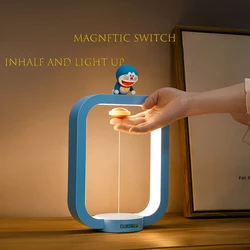 Kawaii Doraemon Anime Cartoon Levitation Balance Lamp USB Magnetic LED Night Light 3 Colors Dimmable Desk Lamps Desktop Ornament