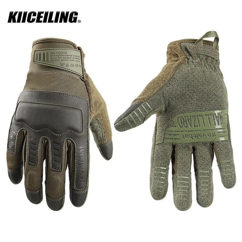 

KIICEILING Tactical Gloves Touch Screen Full Finger Gloves Shooting Men's Anti-Slip Hiking Riding Cycling Training Climbing