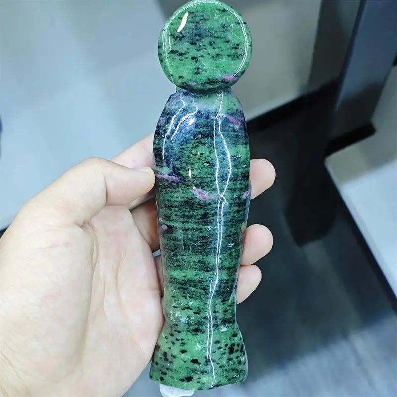 15CM Natural Ruby In Zoisite Madonna Carving Energy Gem Reiki Healing Home Decoration Gift Collection 1pcs