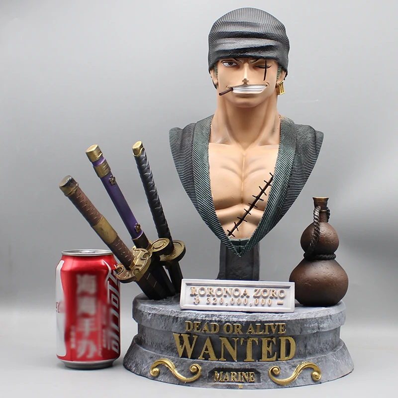 

37.5cm Anime One Piece Figures Bust Zoro Action Figure GK Roronoa Zoro Statue Three Knives Flagon Model Pvc Collection Toy Gift