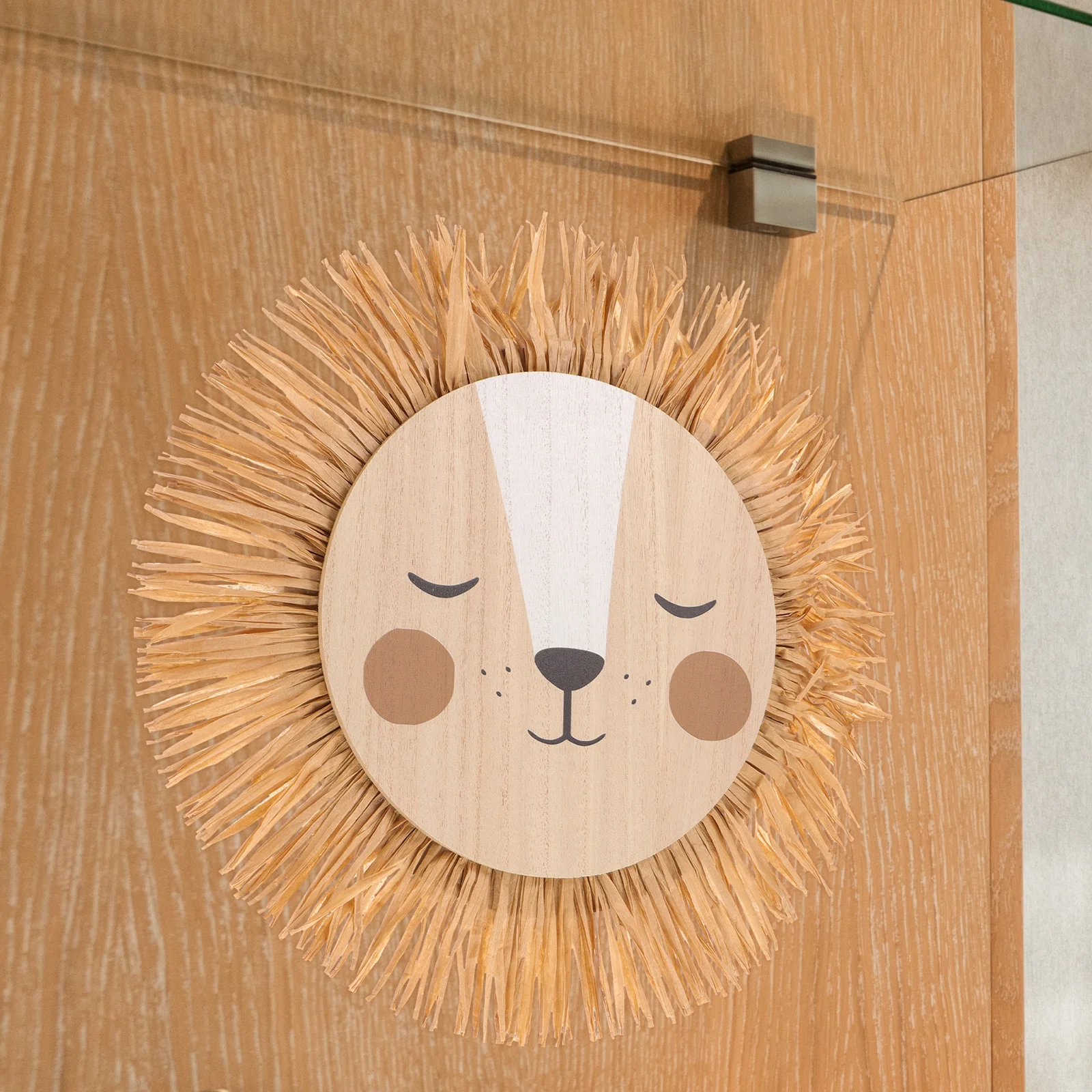 

Household Lion Head Decoration Pendant Ornament Cartoon Woven Wall Raffia Sculpture