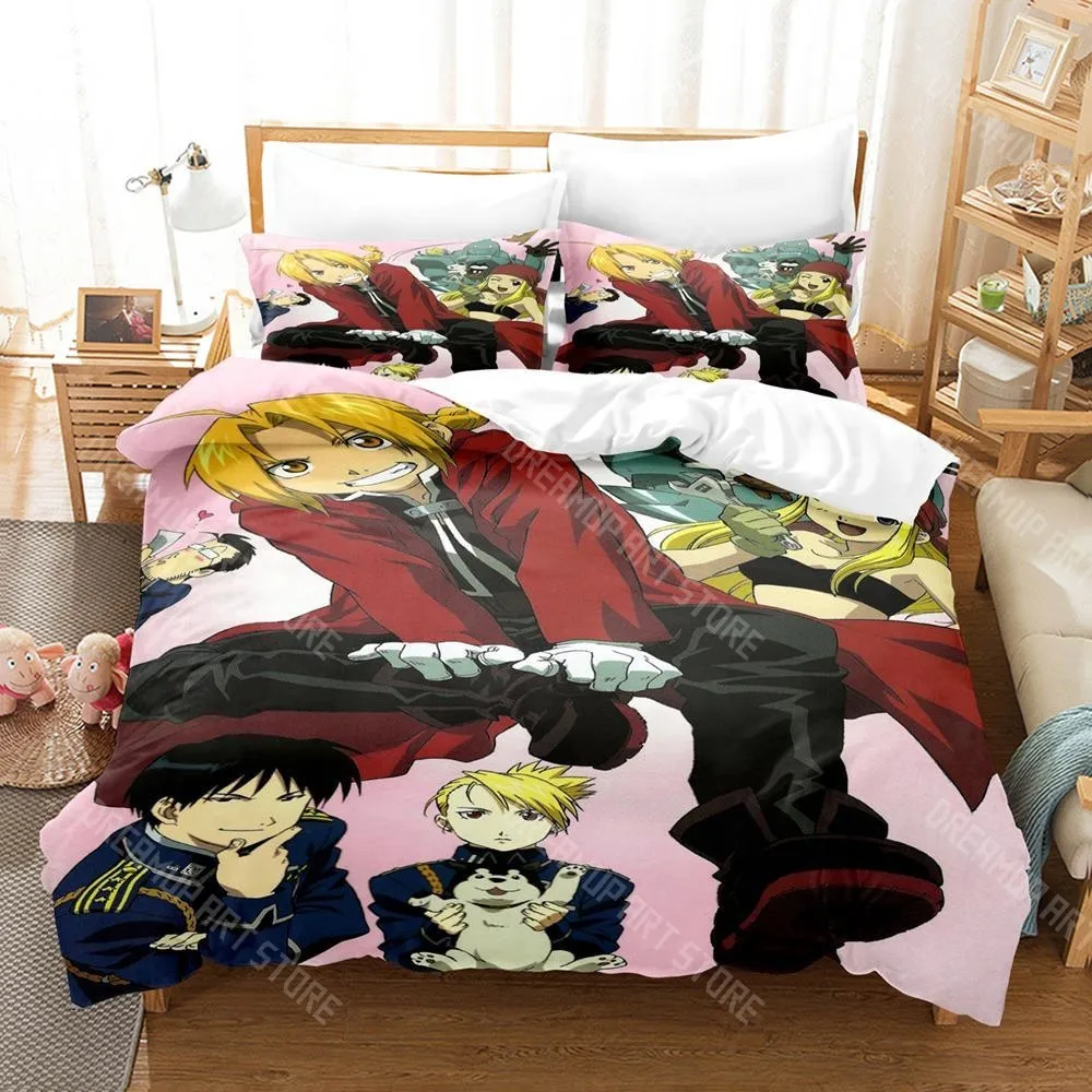 3D Printed Fullmetal Anime Alchemist Bedding Set for Boys Girls Duvet Cover Pillowcase Twin Queen King Full Single Double Sizes
