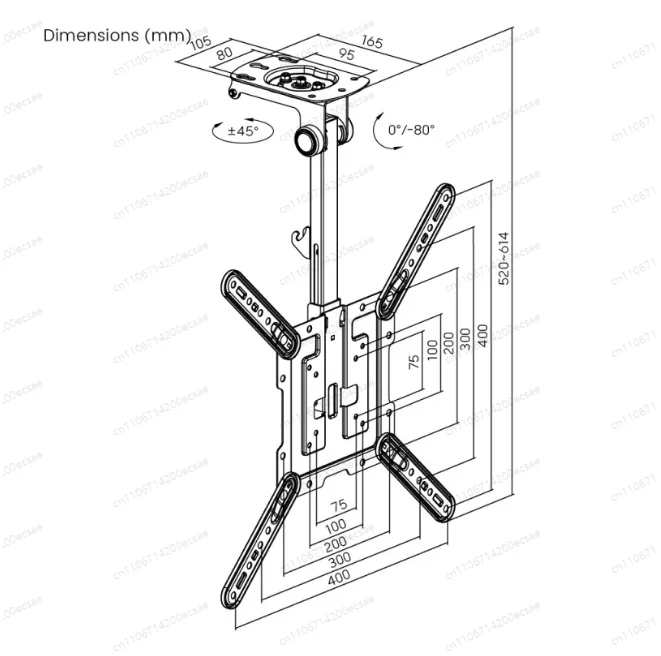 17-43 Inch Universal TV Ceiling Mount, Folding Hanging Bracket for VESA 75x75-400x400mm Vehicle & Monitor