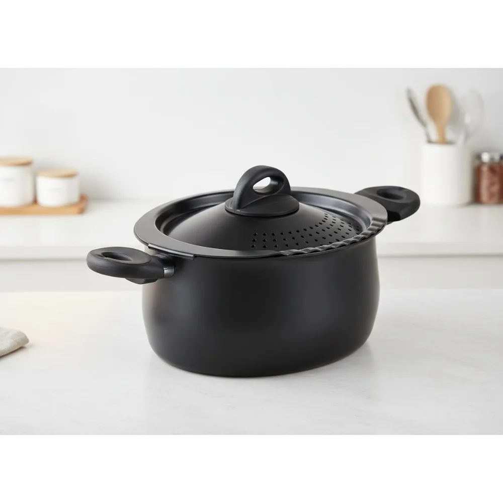 

Овальная кастрюля для макарон с антипригарным покрытием, 5,5 литра, с крышкой-сителем, алюминиевая кастрюля без PFOA для удобного кипячения и универсального блюда