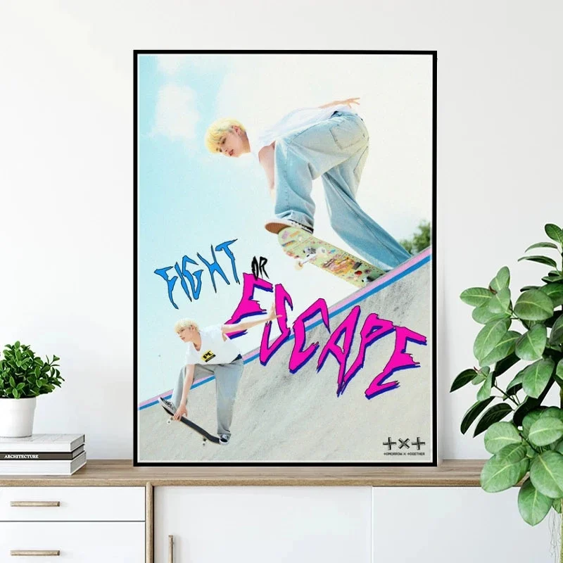 Korean KPOP TXT Boy Band Poster New Album The Chaos Chapter: Fight or ESCAPE Canvas Painting Wall Art Room Home Wall Decoration