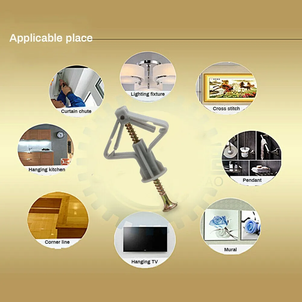 Self Drilling Drywall Anchor Set 50pcs with Screws Made for Hollow Walls and Gypsum Boards to Securely Fix Various Items