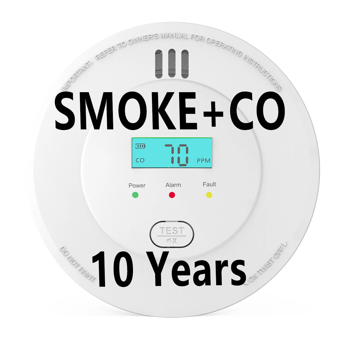 

SMARSECUR 10 years Smoke Carbon Monoxide Detector Battery Backup Smoke & CO Alarm Combo App Notification CE UL Certified