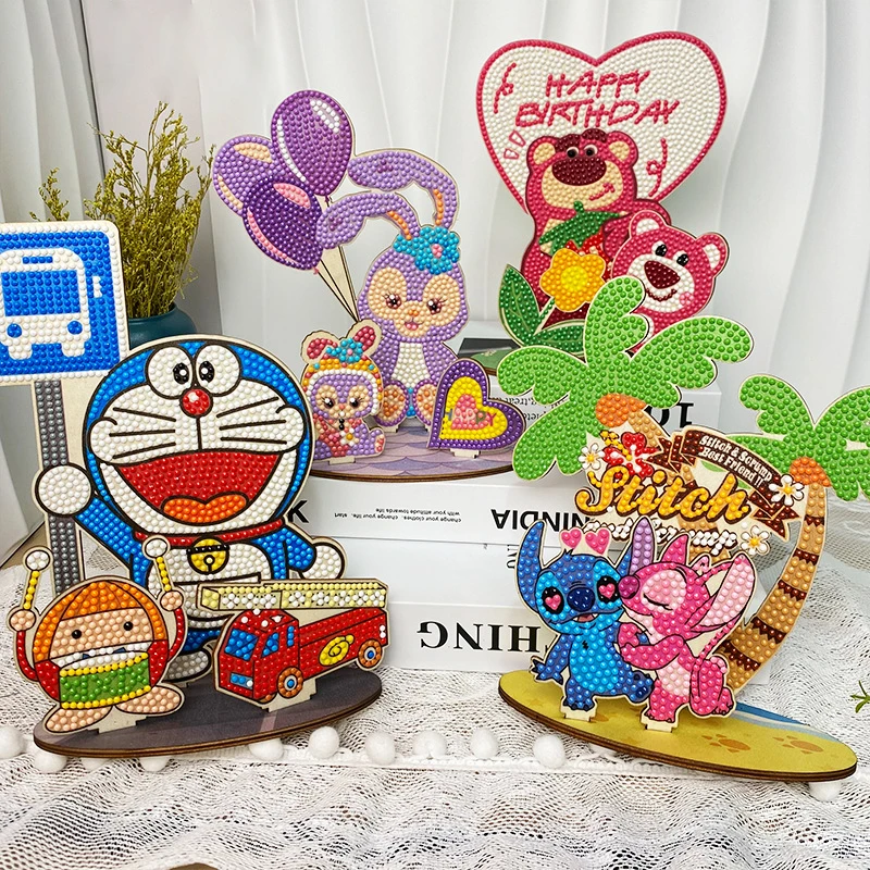 Doraemon Winnie the Pooh Cartoon Character Diamond Painting DIY Decorative Figurine Souvenirs Kids Birthday Gift