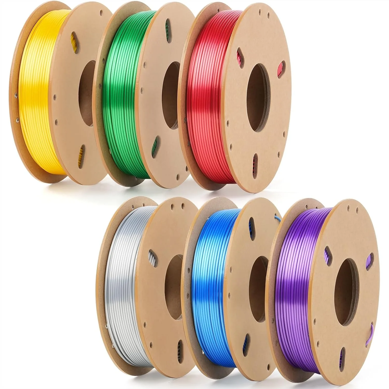 

Silk PLA 3D Printer Filament Bundle, 6 Colors High Gloss Super Shiny Smooth, Beginner-Friendly for DIY Projects, 250g x 6 Spools