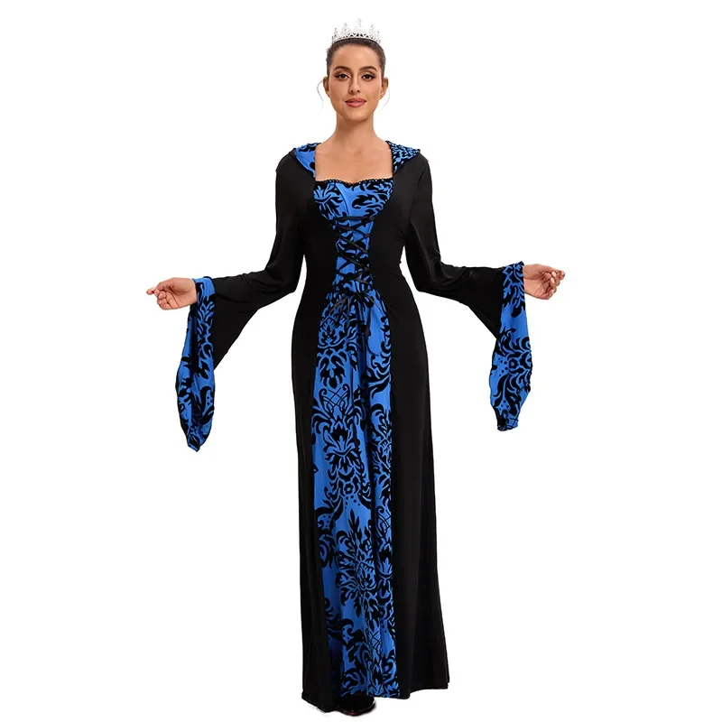 Traje wicca bruxa medieval vestido feminino adulto plus size assustador cosplay gótico novo feiticeiro trajes de halloween para mulher