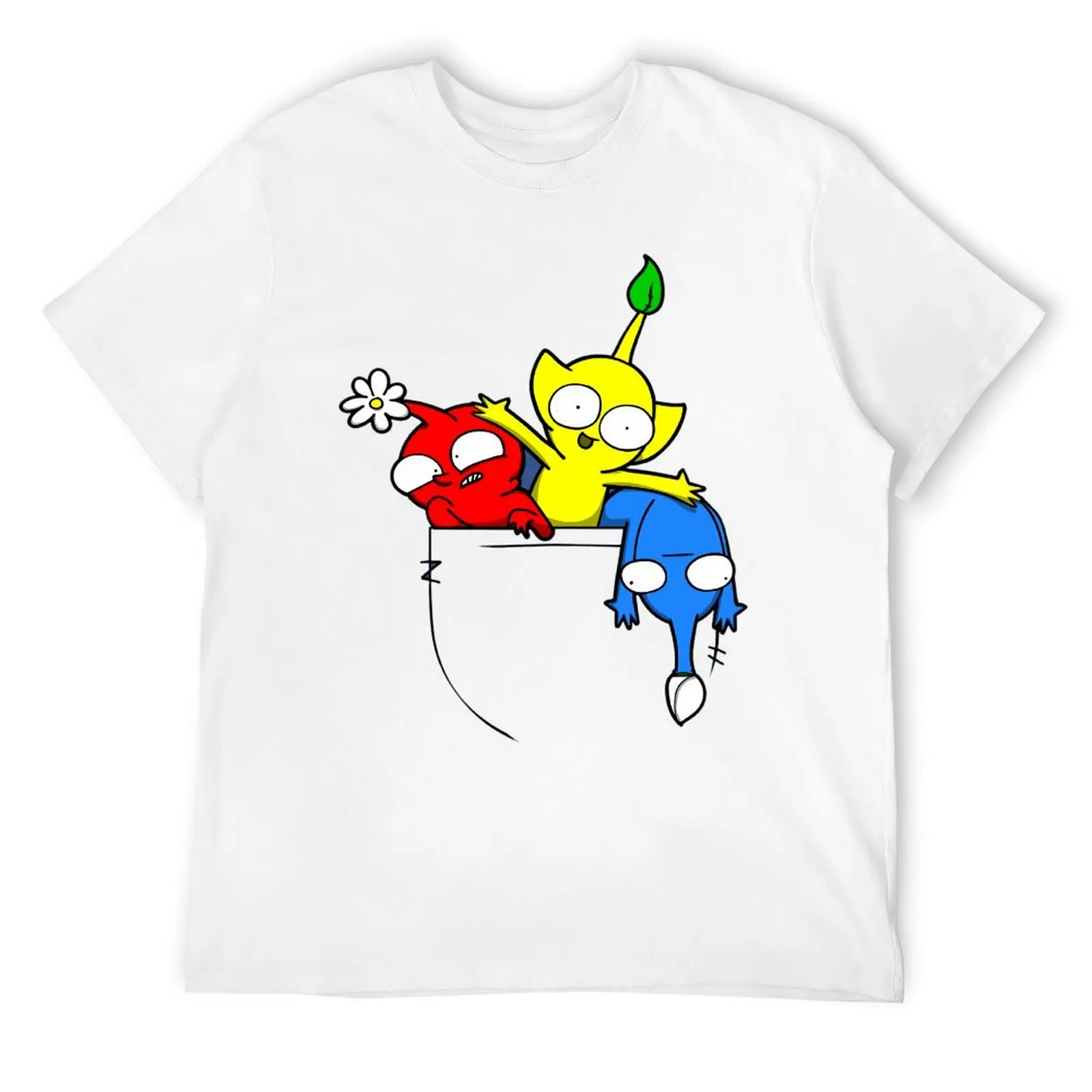 Pocketmin Pikmin T-shirt Harajuku Campaign  Funny Joke Tshirt Graphic Cool Fitness USA Size