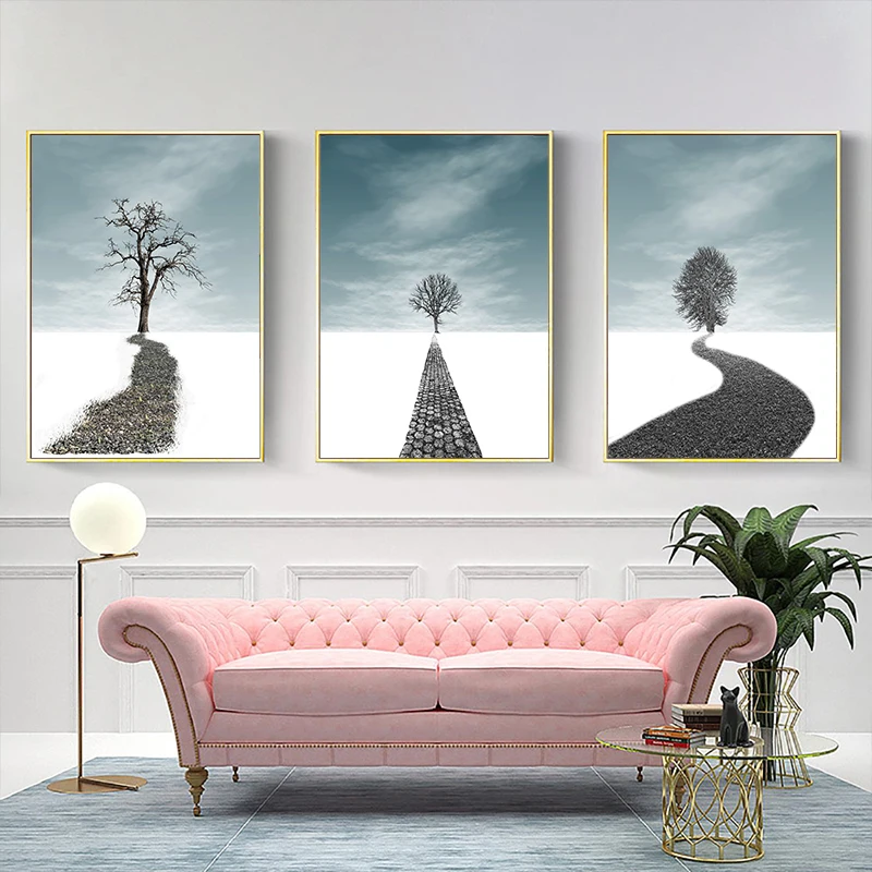 

3pcs/Set Abstract and Simple Tree Canvas Poster Wall Art Pictures, Paintings, Modern Nordic Living Room Interior Home Decoration