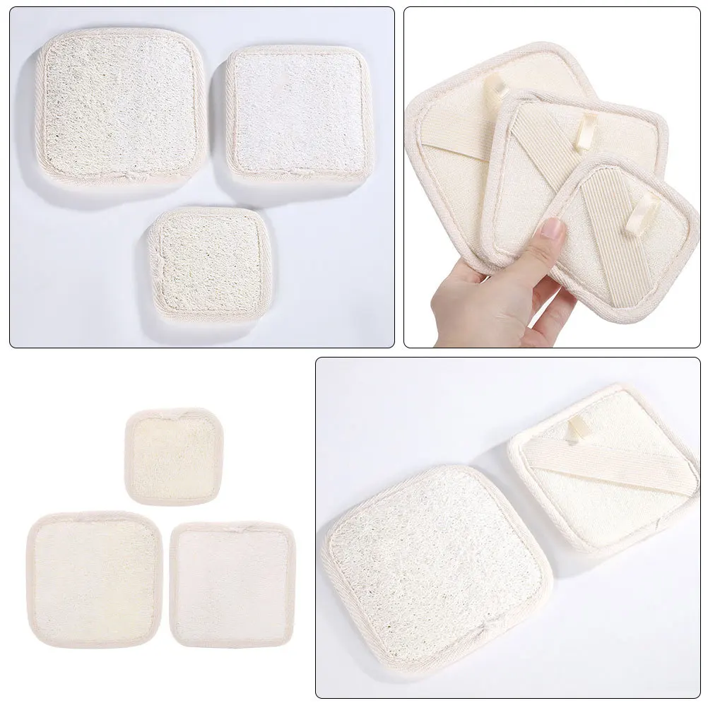 

3Pcs Bath Loofah Sponge for Shower Body Scrubber Exfoliating Skin Care Reusable Washing Pad Gentle on Skin 3 Sizes