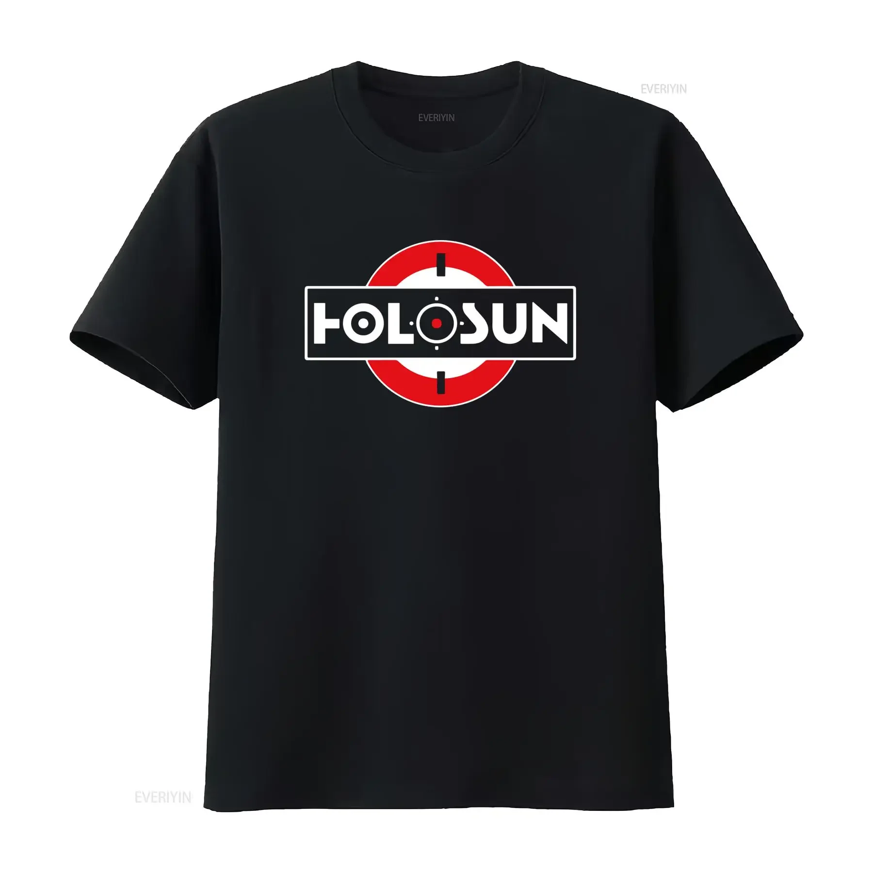 Camiseta negra para hombre Holosun Optics Guns Firearms, tallas S-5XL, elegante, duradera, estilo vintage, versátil, streetwear, elástica