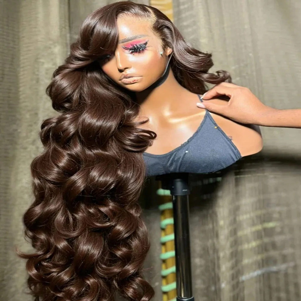 

HD 250% 20 42 дюйма Шоколадно-коричневый объемная волна 13x6 Парики из натуральных волос на кружеве 13x4 Парик из натуральных волос на кружеве Бразильский парик из волос Remy