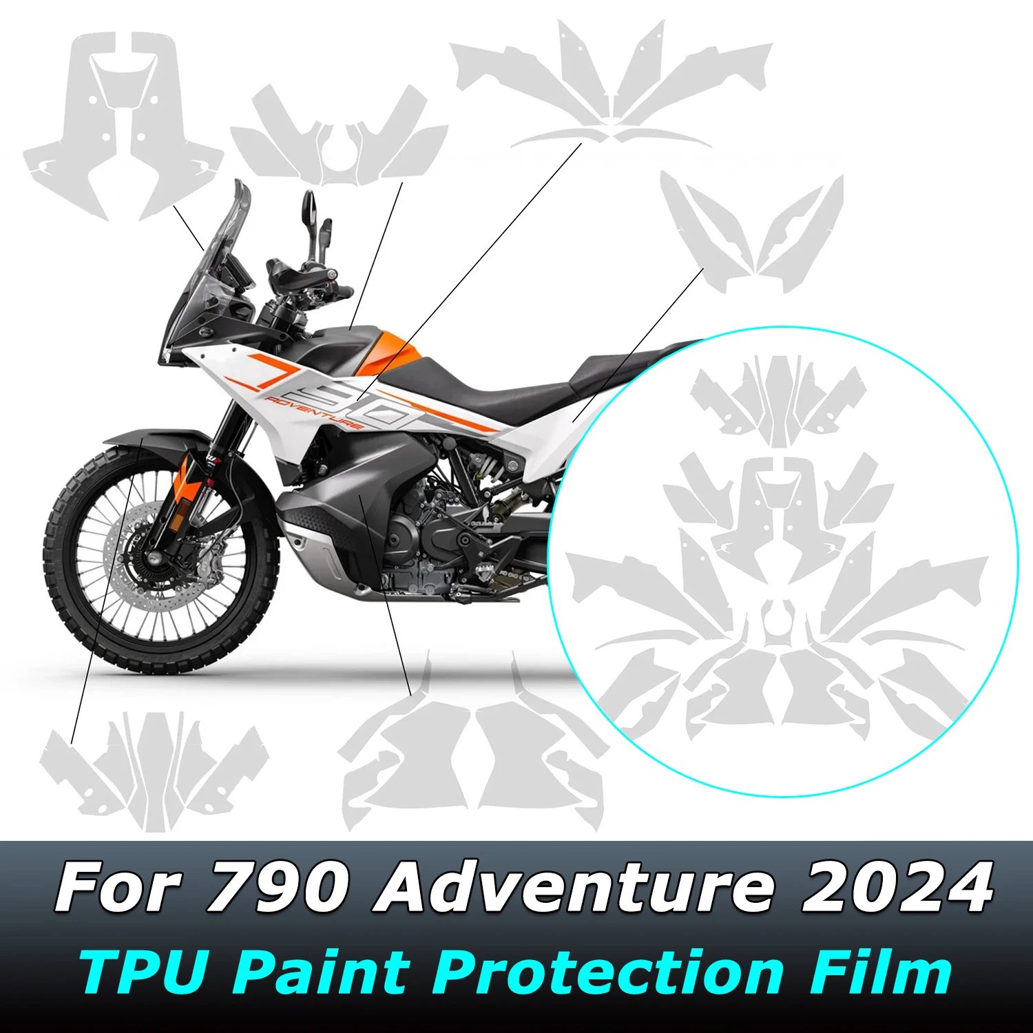 790ADV TPU Film For 790 Adventure 2024 Protector Complete Paint Fairing PPF Transparent Sticker Full Wrap Paint Protection Kit