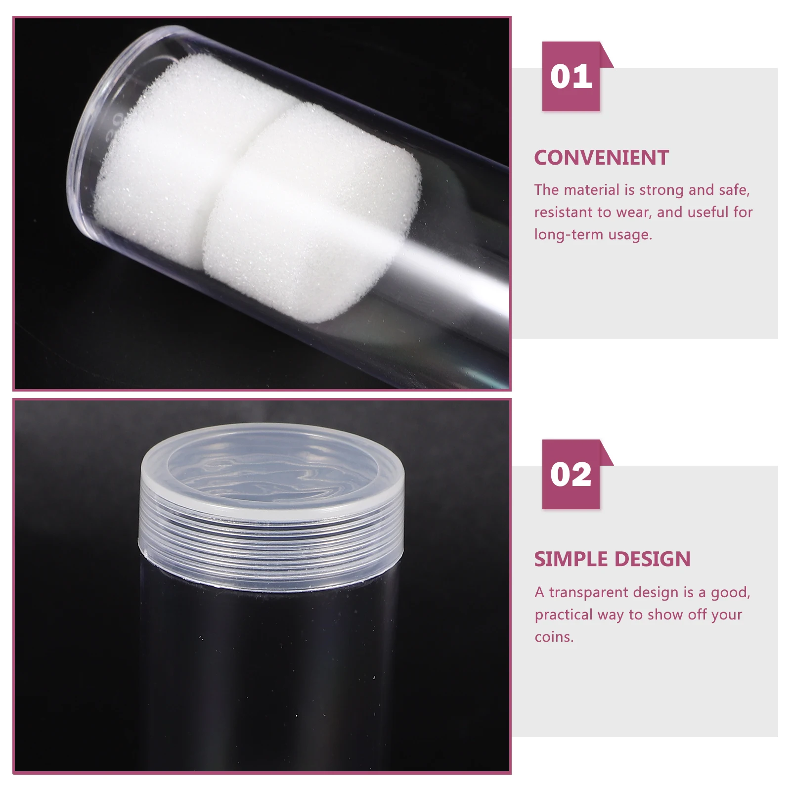

10pcs Transparent Coin Tube Holders Collection Oxidation Protection Plastic Coin Collecting Container for All Coins