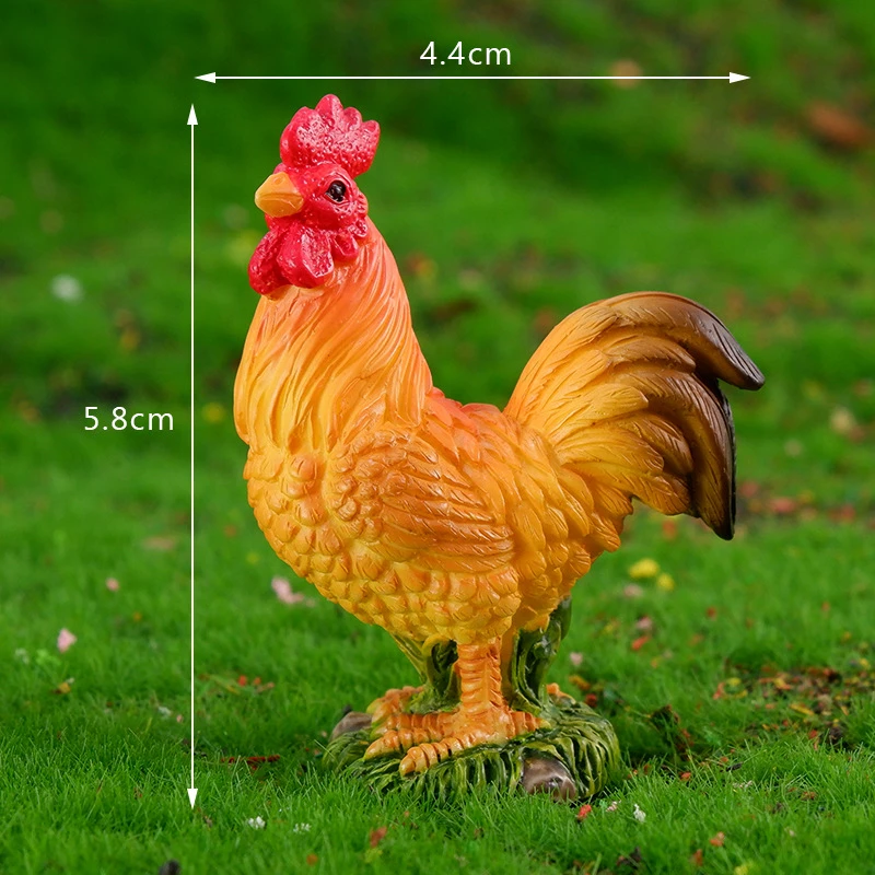 Rooster Chicken Figurines Farm Animal Model Home Decor Miniature Fairy Garden DIY Landscaping Cartoon Hen Chick Accessories