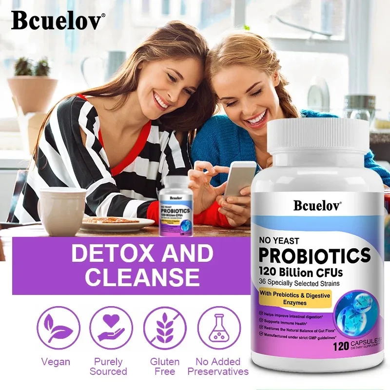 Bcuelov Beneficial Probiotics Contain Digestive Enzymes for Gastrointestinal Balance, Digestion and Enhanced Body Protection