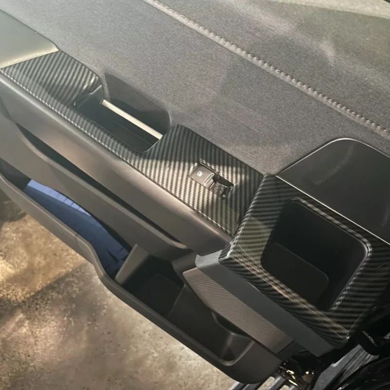 LHD For Ford F-150 Raptor 2021-2024 Carbon Fiber Inner Door Armrest Window Lift Switch Button Cover Trim Auto Accessories