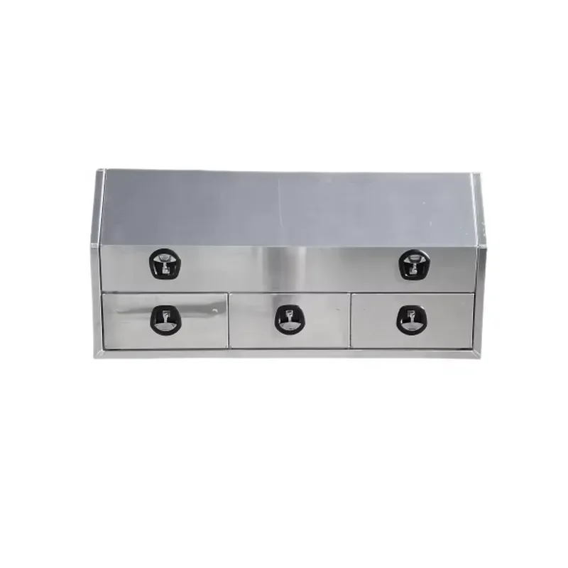 Heavy Duty Aluminum Truck Bed Side Box Storage Container for Pickup Camper Tool Organizer Weatherproof Lockable Cargo Case