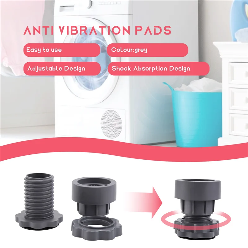 ABYN-وسادات القدم للغسالة تدعم قابل للتعديل للغاية سجادة ضد الإنزلاق وسادة قدم مضادة للاهتزاز للغسالة والمجفف