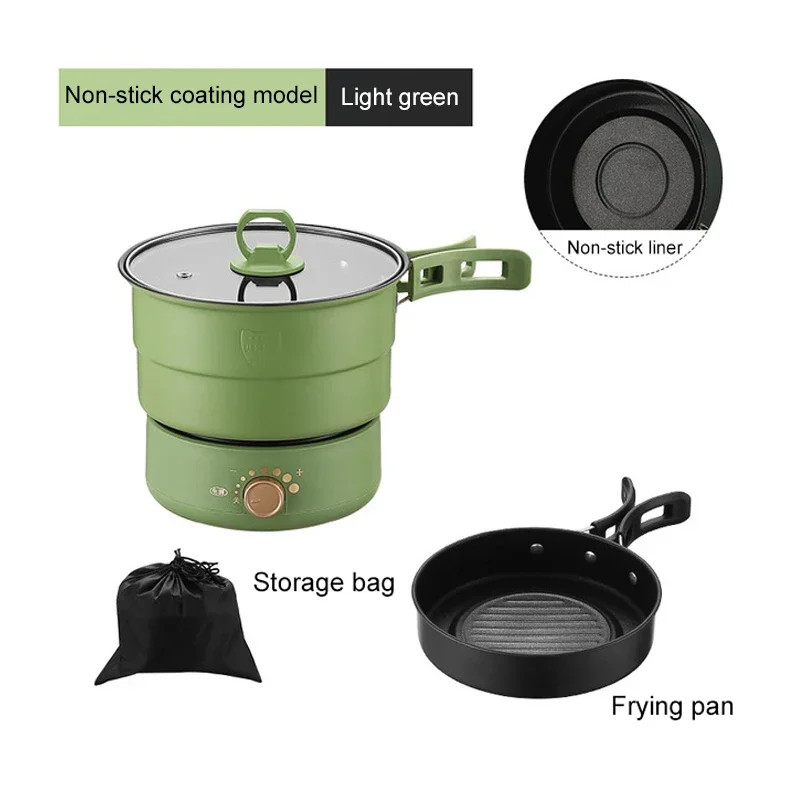 110V/220V Travel Rice Cooker Portable Split Frying Pan Electric Stew Soup Pot Boiler Cooking Skillet Mini Hotpot Food Steamer