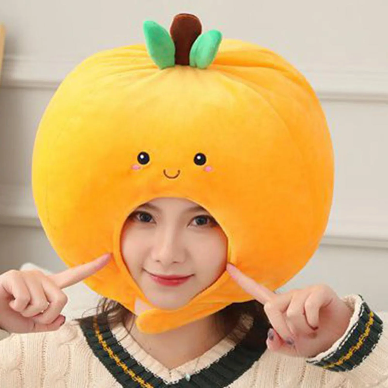 Plush Fruit Headgear Hat Decor Hat Orange Headgear Hat Birthday Photo Props Women Plush Fruit Headgear Hat Orange Party Dress