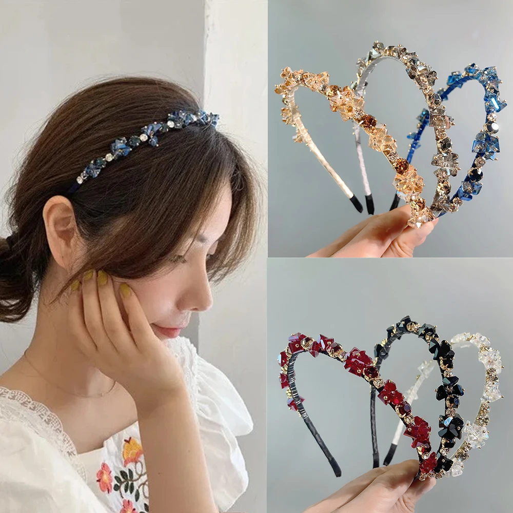 

Korean Fashion Crystal Rhinestone Headband Elegant Headband Banquet Hair Hoop Suitable for Ladies Washing Face Headwear