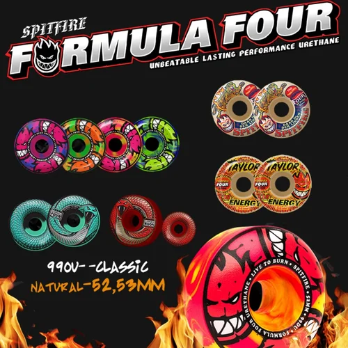 Ruedas de monopatín genuinas 52 53 54 56 58mm 101D 99D disponibles SPITFIRE ruedas de patín de buena calidad herramienta de patinaje