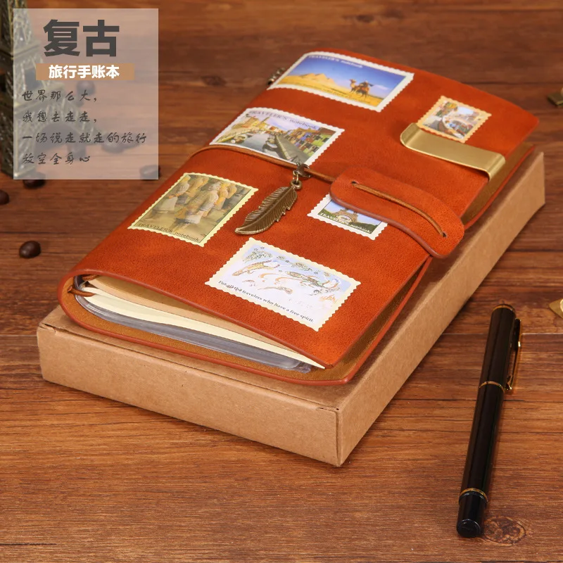 

Travelers Notebook A6 Multifunctional Strapping Book Travel Book Handbook Kraft Paper Blank Loose-leaf Notepad Vintage Notebook